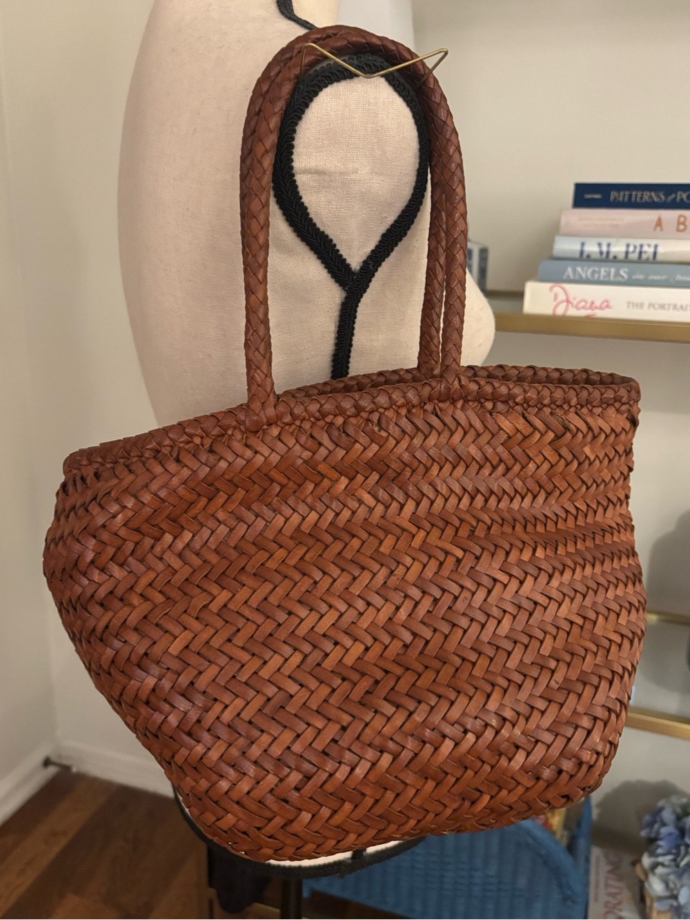 DRAGON DIFFUSION Woven Leather Tote Bag in Saddle Brown - Picture 2 of 15